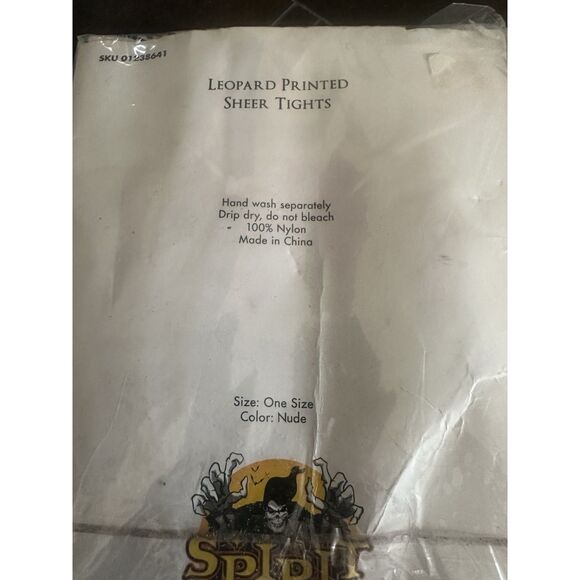 Spirit Halloween Spotted Leopard Print Sheer Footed Tights - One Size - Picture 2 of 2